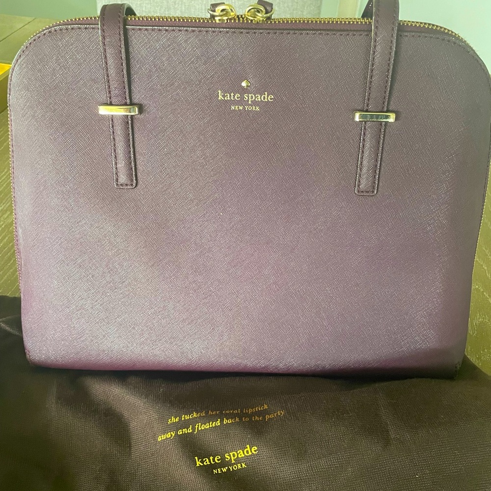 Kate Spade New York Leather Dome Satchel, Aubergine Eggplant